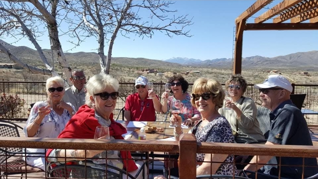 Guests wine tasting on a Sonoita Wine Tours excursion